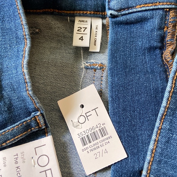 LOFT Patch Pocket High Rise Kick Crop Jeans, Dark Wash, Sz 4/27, NWT - Picture 3 of 12
